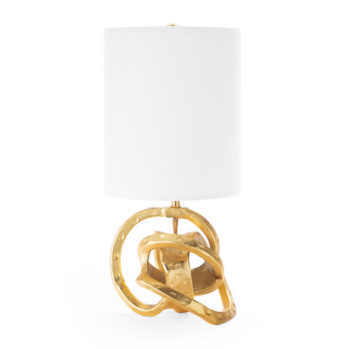 Knot lamp with a tall skinny linen shade